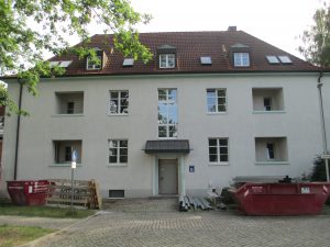 Blick auf das Gebäude der Kita. Ab Oktober soll eingeräumt werden.