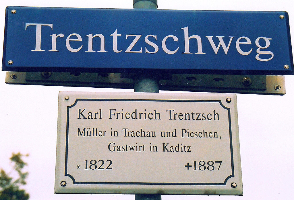 mühlen Straßenschild Trentzschweg