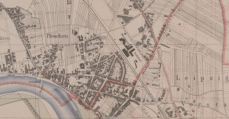 Kartenausschnitt Pieschen 1896