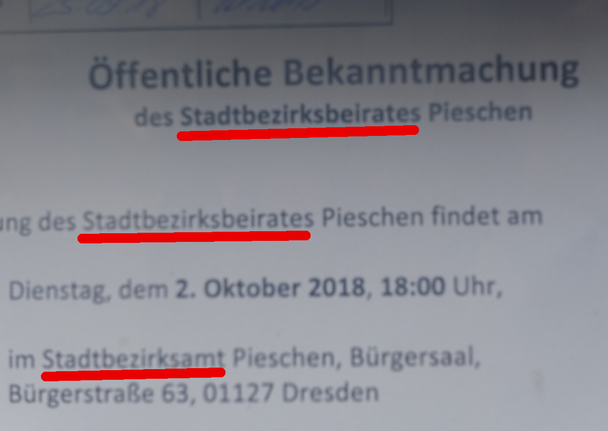 Rathaus Pieschen Aushang
