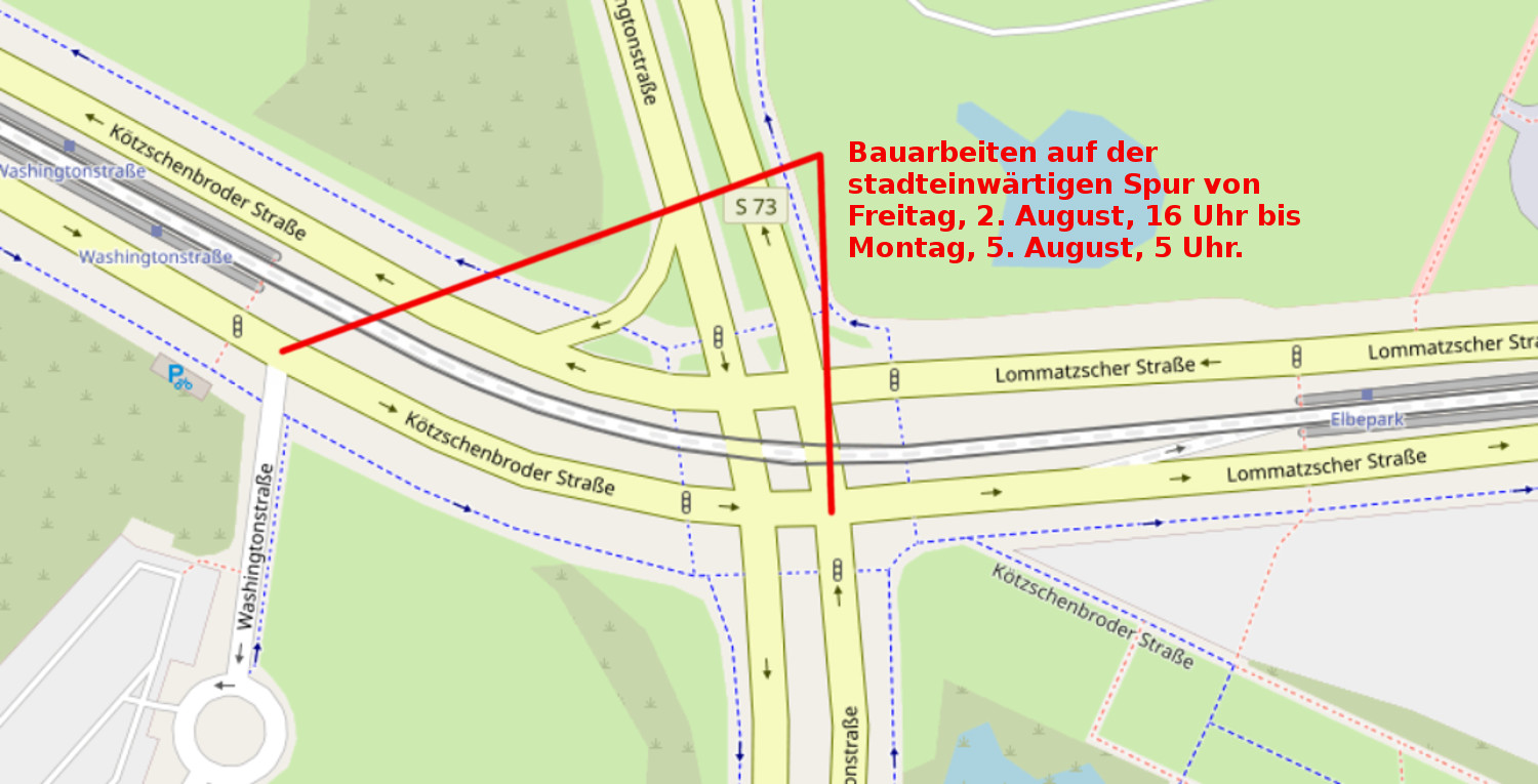 Mängelbeseitigung am Knotenpunkt Washingtonstraße/Kötzschenbroder Straße/Lommatzscher Straße