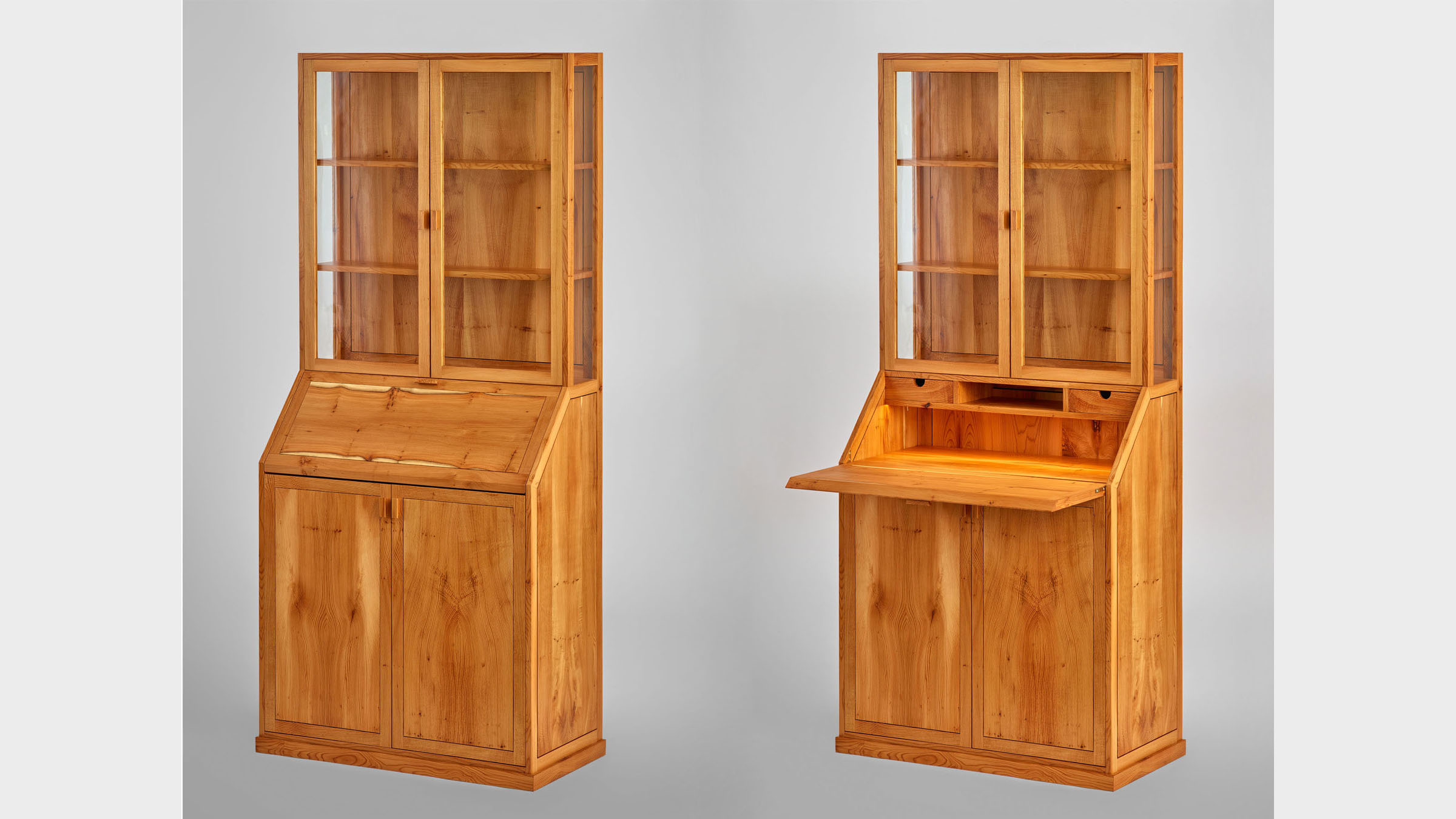 Ein Sekretär aus englischer Eibe und historischem Glas. Foto: Lothar Sprenger 