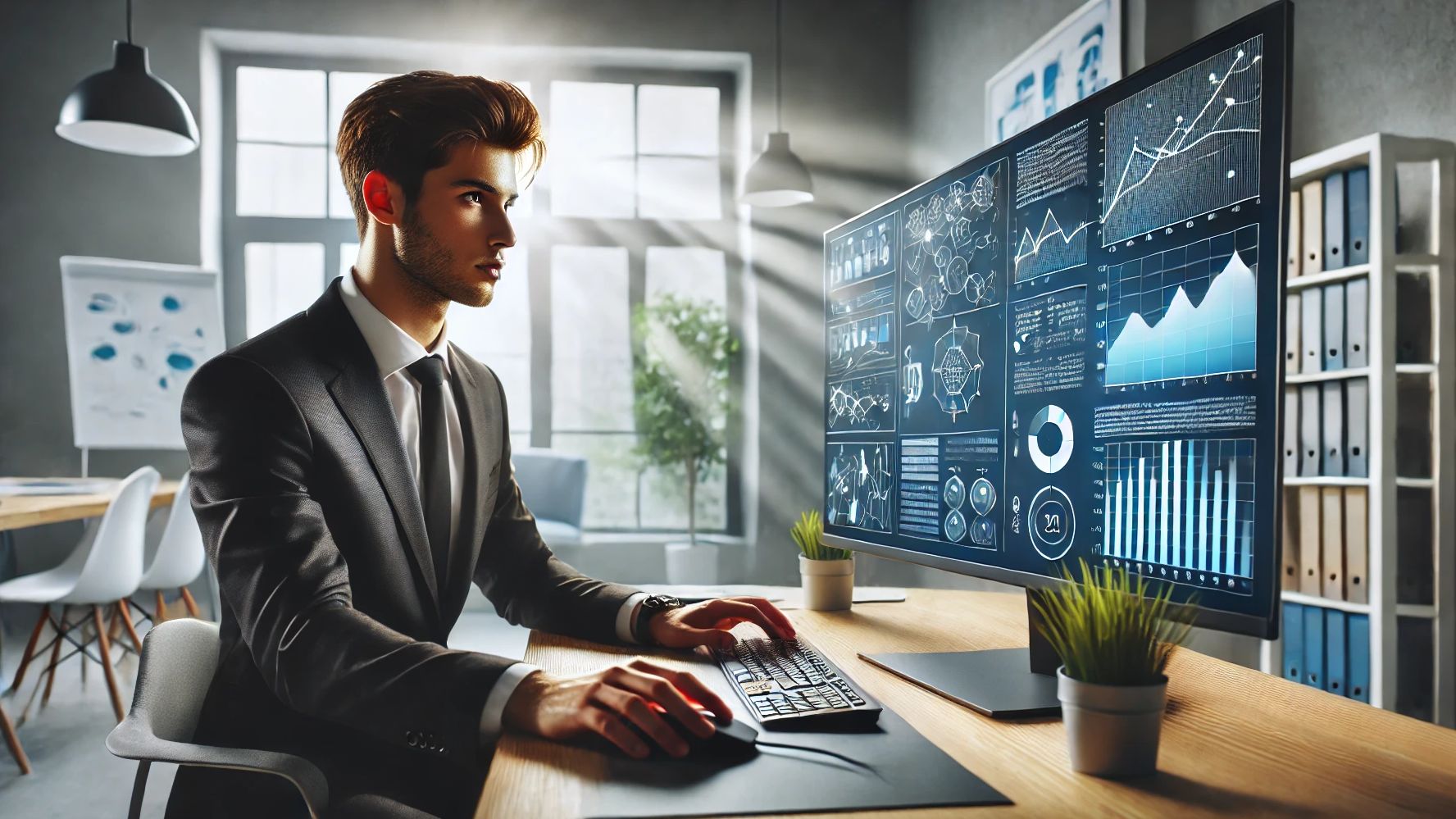 Ein Mann erstellt einen Beitrag mit Backlinks. Foto: KI